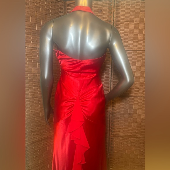 New! Betsy & Adam Red Halter Formal Prom Gown Dress 6 NWT Side Zipper Closure - Picture 8 of 14